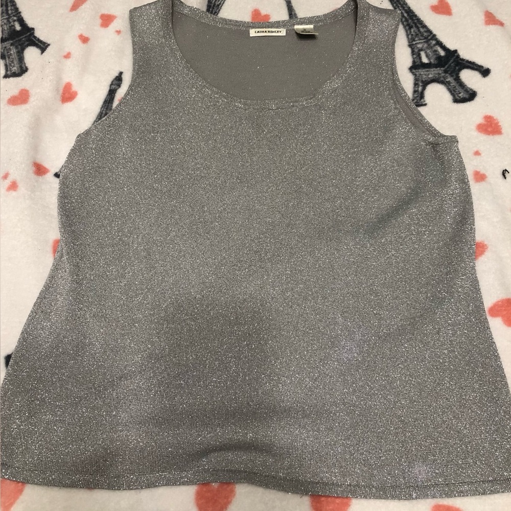 Laura Ashley Silver Metallic Sleeveless Tank Top